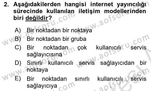 Dijital İletişim ve Yeni Medya Dersi 2024 - 2025 Yılı (Vize) Ara Sınav Soruları 2. Soru