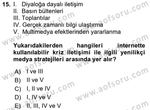 Dijital İletişim ve Yeni Medya Dersi 2024 - 2025 Yılı (Final) Dönem Sonu Sınav Soruları 15. Soru