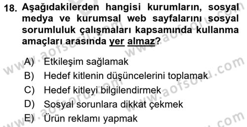 Dijital İletişim ve Yeni Medya Dersi 2024 - 2025 Yılı (Final) Dönem Sonu Sınav Soruları 18. Soru