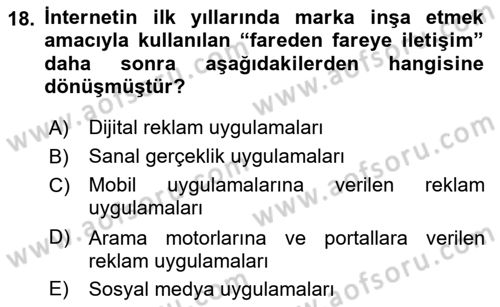 Dijital İletişim ve Yeni Medya Dersi 2024 - 2025 Yılı Yaz Okulu Sınav Soruları 18. Soru
