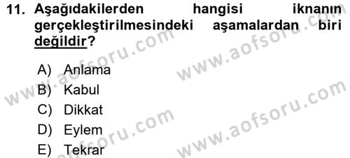 İkna Edici İletişim Dersi 2015 - 2016 Yılı (Vize) Ara Sınavı 11. Soru