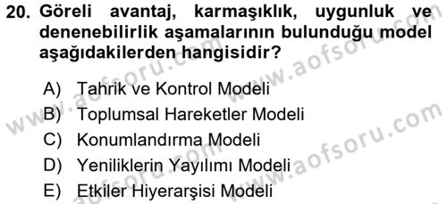 İkna Edici İletişim Dersi 2015 - 2016 Yılı Tek Ders Sınavı 20. Soru