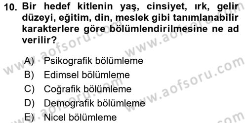 İkna Edici İletişim Dersi 2017 - 2018 Yılı 3 Ders Sınavı 10. Soru