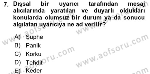 İkna Edici İletişim Dersi 2017 - 2018 Yılı 3 Ders Sınavı 7. Soru