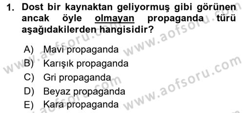 İkna Edici İletişim Dersi 2018 - 2019 Yılı (Vize) Ara Sınavı 1. Soru