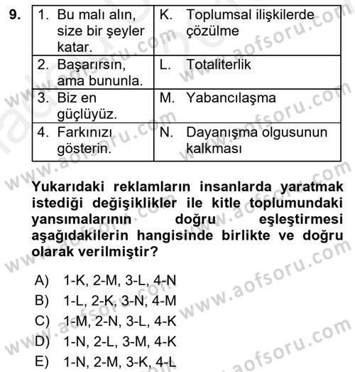 İkna Edici İletişim Dersi 2018 - 2019 Yılı (Vize) Ara Sınavı 9. Soru