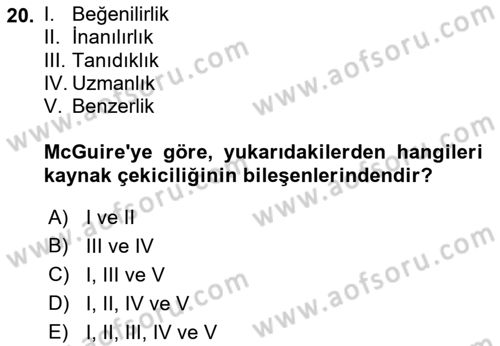 İkna Edici İletişim Dersi 2022 - 2023 Yılı (Vize) Ara Sınav Soruları 20. Soru