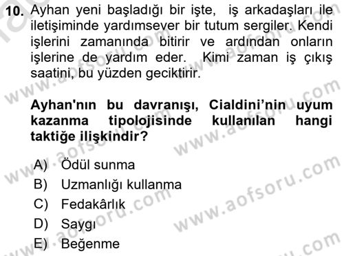 İkna Edici İletişim Dersi 2022 - 2023 Yılı (Final) Dönem Sonu Sınav Soruları 10. Soru