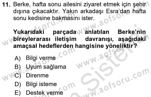 İkna Edici İletişim Dersi 2022 - 2023 Yılı (Final) Dönem Sonu Sınav Soruları 11. Soru