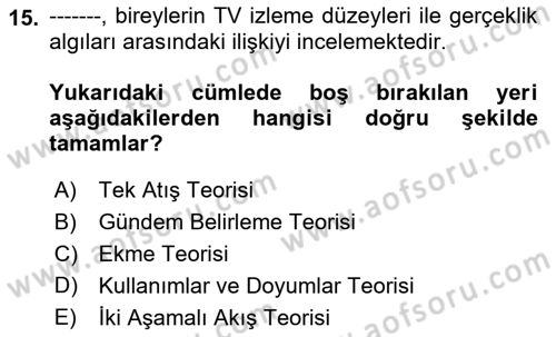 İkna Edici İletişim Dersi 2022 - 2023 Yılı (Final) Dönem Sonu Sınav Soruları 15. Soru