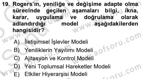 İkna Edici İletişim Dersi 2022 - 2023 Yılı (Final) Dönem Sonu Sınav Soruları 19. Soru