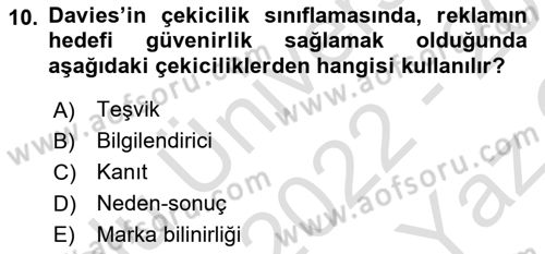 İkna Edici İletişim Dersi 2022 - 2023 Yılı Yaz Okulu Sınav Soruları 10. Soru