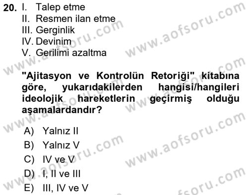 İkna Edici İletişim Dersi 2022 - 2023 Yılı Yaz Okulu Sınav Soruları 20. Soru