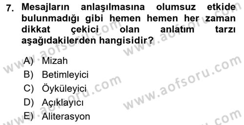 İkna Edici İletişim Dersi 2022 - 2023 Yılı Yaz Okulu Sınav Soruları 7. Soru