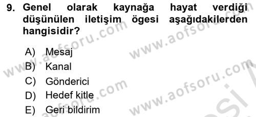 İkna Edici İletişim Dersi 2022 - 2023 Yılı Yaz Okulu Sınav Soruları 9. Soru