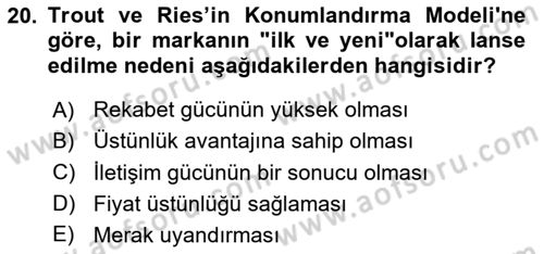 İkna Edici İletişim Dersi 2023 - 2024 Yılı Yaz Okulu Sınav Soruları 20. Soru
