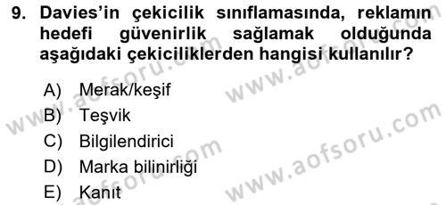 İkna Edici İletişim Dersi 2024 - 2025 Yılı Yaz Okulu Sınav Soruları 9. Soru