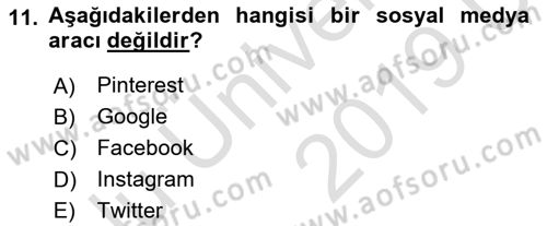 Kurumsal Kimlik Ve İmaj Yönetimi Dersi 2018 - 2019 Yılı 3 Ders Sınav Soruları 11. Soru