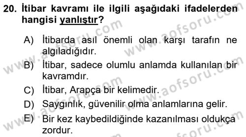 Kurumsal Kimlik Ve İmaj Yönetimi Dersi 2018 - 2019 Yılı (Vize) Ara Sınav Soruları 20. Soru