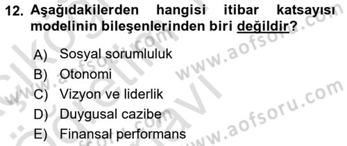 Kurumsal Kimlik Ve İmaj Yönetimi Dersi 2022 - 2023 Yılı Yaz Okulu Sınav Soruları 12. Soru