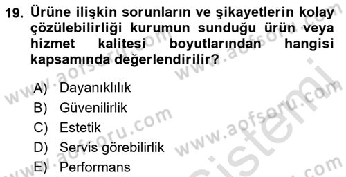Kurumsal Kimlik Ve İmaj Yönetimi Dersi 2022 - 2023 Yılı Yaz Okulu Sınav Soruları 19. Soru