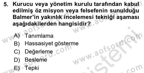 Kurumsal Kimlik Ve İmaj Yönetimi Dersi 2023 - 2024 Yılı Yaz Okulu Sınav Soruları 5. Soru