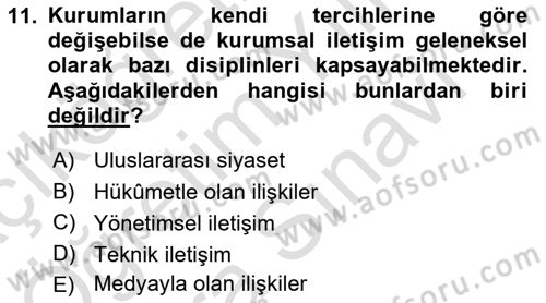 Kurumsal Kimlik Ve İmaj Yönetimi Dersi 2024 - 2025 Yılı (Vize) Ara Sınav Soruları 11. Soru