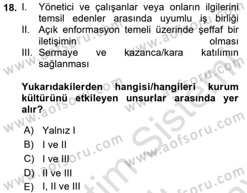 Kurumsal Kimlik Ve İmaj Yönetimi Dersi 2024 - 2025 Yılı (Final) Dönem Sonu Sınav Soruları 18. Soru