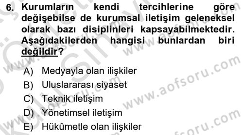 Kurumsal Kimlik Ve İmaj Yönetimi Dersi 2024 - 2025 Yılı Yaz Okulu Sınav Soruları 6. Soru