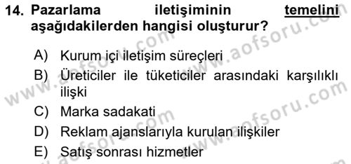 Kurumsal Kimlik Ve İmaj Yönetimi Dersi 2025 - 2026 Yılı (Vize) Ara Sınav Soruları 14. Soru