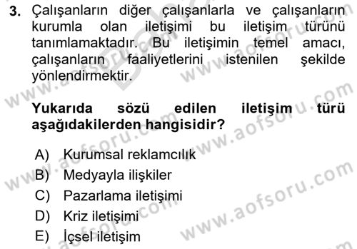 Kurumsal Kimlik Ve İmaj Yönetimi Dersi 2025 - 2026 Yılı (Final) Dönem Sonu Sınav Soruları 3. Soru