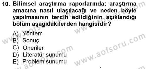İletişim Araştırmaları Dersi 2012 - 2013 Yılı (Vize) Ara Sınav Soruları 10. Soru