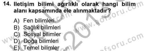 İletişim Araştırmaları Dersi 2012 - 2013 Yılı (Vize) Ara Sınav Soruları 14. Soru