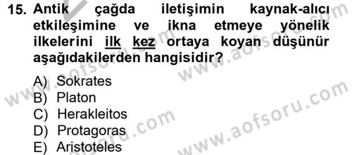 İletişim Araştırmaları Dersi 2012 - 2013 Yılı (Vize) Ara Sınav Soruları 15. Soru