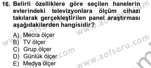 İletişim Araştırmaları Dersi 2012 - 2013 Yılı (Vize) Ara Sınav Soruları 16. Soru