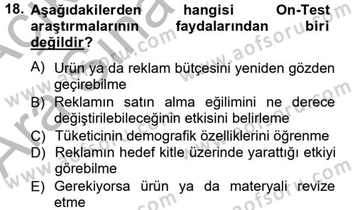 İletişim Araştırmaları Dersi 2012 - 2013 Yılı (Vize) Ara Sınav Soruları 18. Soru