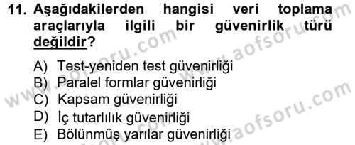 İletişim Araştırmaları Dersi 2012 - 2013 Yılı (Final) Dönem Sonu Sınav Soruları 11. Soru