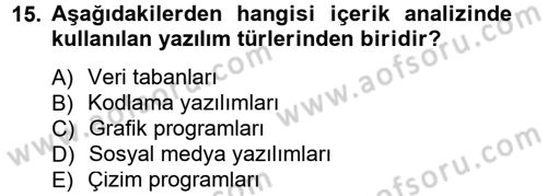 İletişim Araştırmaları Dersi 2012 - 2013 Yılı (Final) Dönem Sonu Sınav Soruları 15. Soru