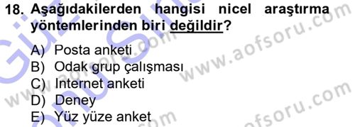 İletişim Araştırmaları Dersi 2012 - 2013 Yılı (Final) Dönem Sonu Sınav Soruları 18. Soru