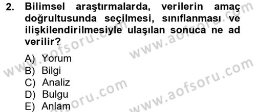 İletişim Araştırmaları Dersi 2012 - 2013 Yılı (Final) Dönem Sonu Sınav Soruları 2. Soru