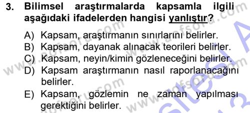 İletişim Araştırmaları Dersi 2012 - 2013 Yılı (Final) Dönem Sonu Sınav Soruları 3. Soru