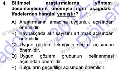 İletişim Araştırmaları Dersi 2012 - 2013 Yılı (Final) Dönem Sonu Sınav Soruları 4. Soru