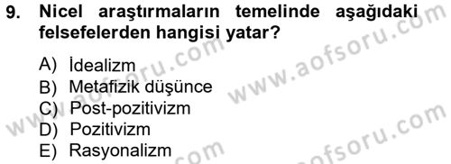 İletişim Araştırmaları Dersi 2012 - 2013 Yılı (Final) Dönem Sonu Sınav Soruları 9. Soru