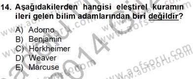 İletişim Araştırmaları Dersi 2013 - 2014 Yılı (Vize) Ara Sınavı 14. Soru