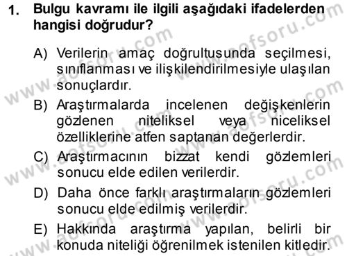 İletişim Araştırmaları Dersi 2013 - 2014 Yılı (Final) Dönem Sonu Sınav Soruları 1. Soru