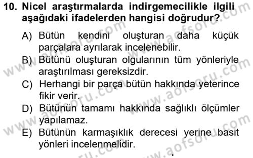 İletişim Araştırmaları Dersi 2013 - 2014 Yılı (Final) Dönem Sonu Sınav Soruları 10. Soru