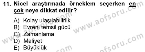 İletişim Araştırmaları Dersi 2013 - 2014 Yılı (Final) Dönem Sonu Sınav Soruları 11. Soru