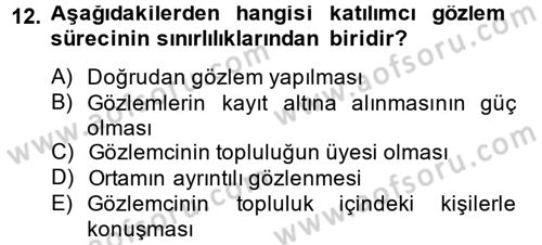 İletişim Araştırmaları Dersi 2013 - 2014 Yılı (Final) Dönem Sonu Sınav Soruları 12. Soru