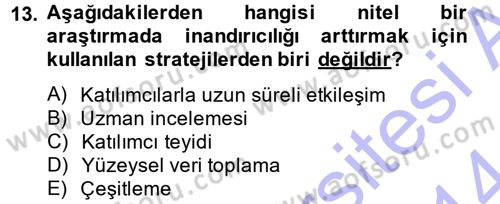 İletişim Araştırmaları Dersi 2013 - 2014 Yılı (Final) Dönem Sonu Sınav Soruları 13. Soru