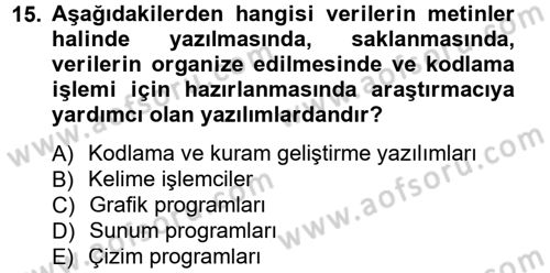 İletişim Araştırmaları Dersi 2013 - 2014 Yılı (Final) Dönem Sonu Sınav Soruları 15. Soru